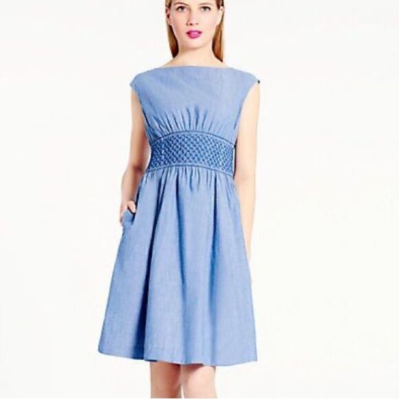 Kate Spade Chambray Blair Dress with Smocking Size 0 - Picture 1 of 12